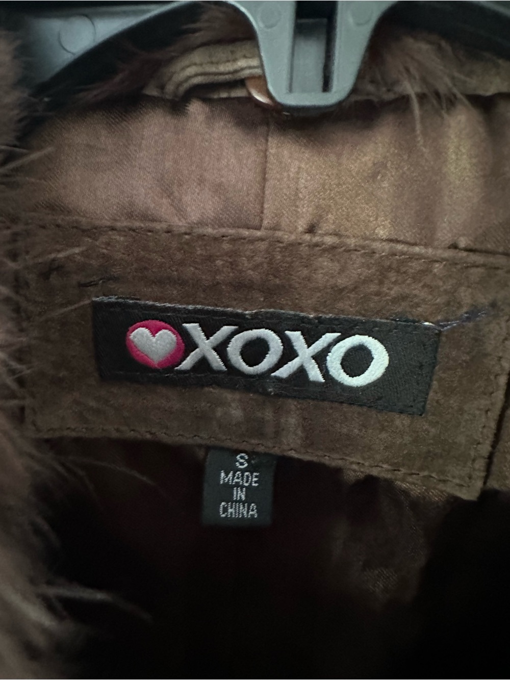 Vintage Y2K XOXO Brown Suede Rabbit Fur Collar Jacket Small - Picture 4 of 7
